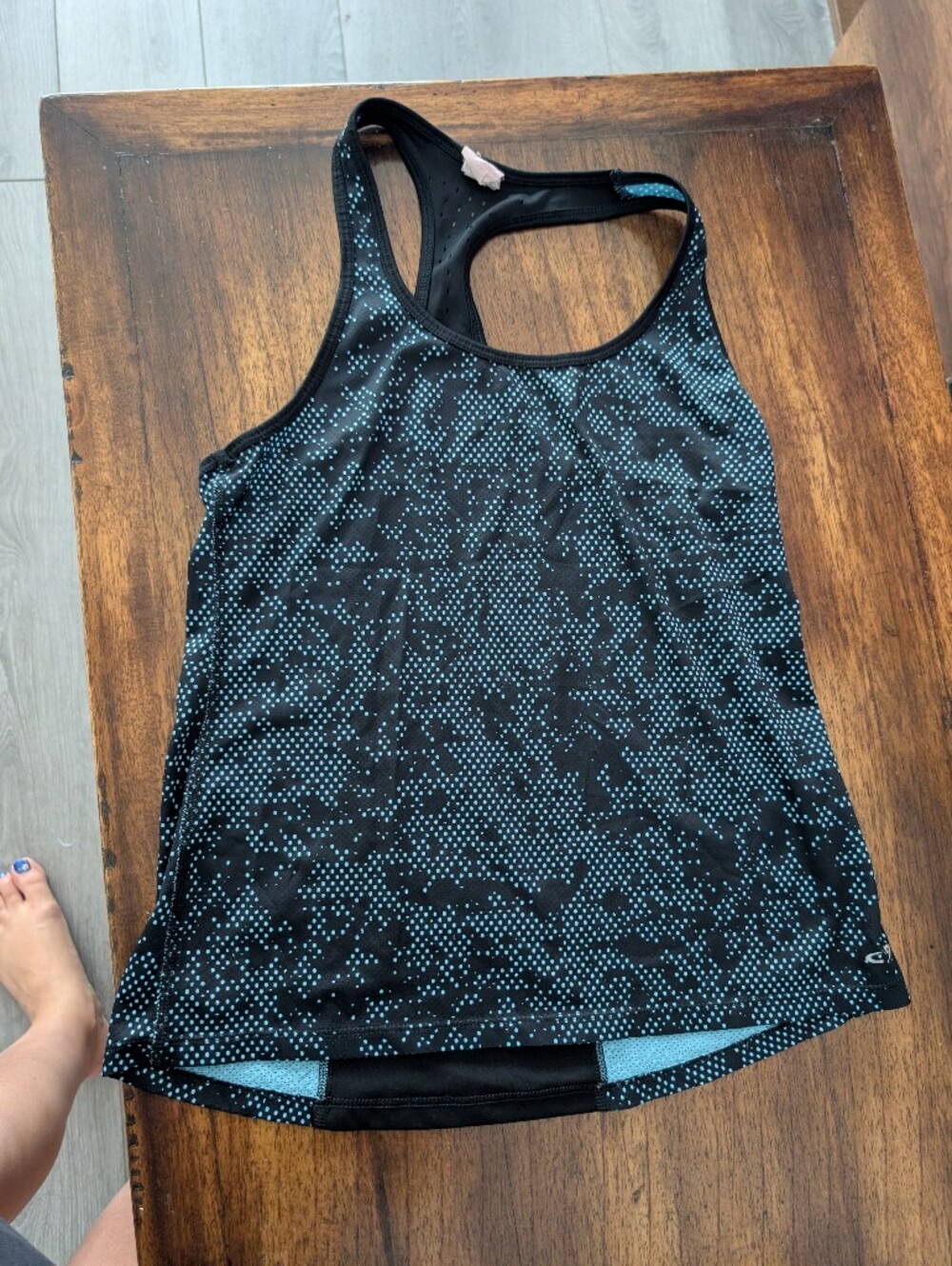 Size XS Women’s Black & Teal Performance Racerback Tank Top Champion C9